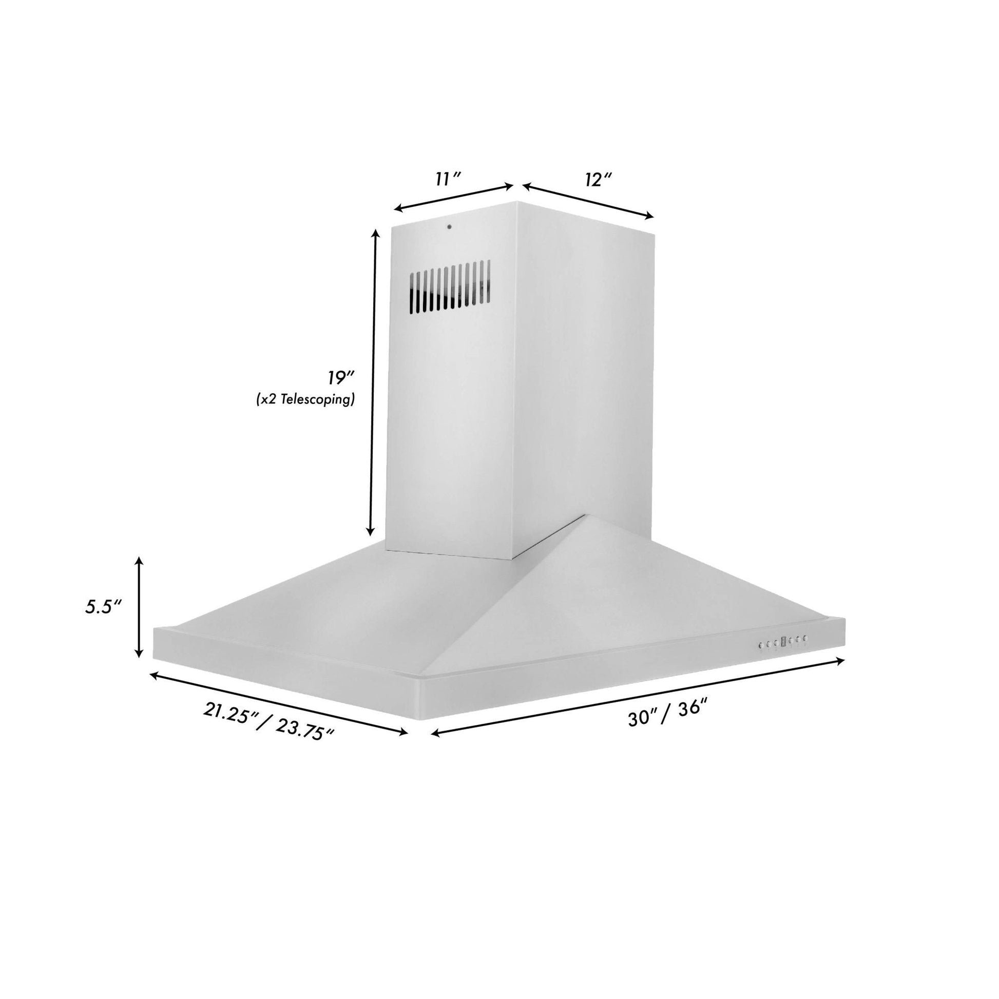 ZLINE Kitchen and Bath, ZLINE Island Mount Range Hood In Stainless Steel (GL1i), GL1i-30,