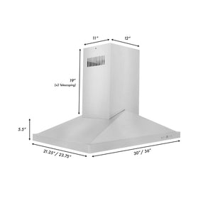 ZLINE Kitchen and Bath, ZLINE Island Mount Range Hood In Stainless Steel (GL1i), GL1i-30,