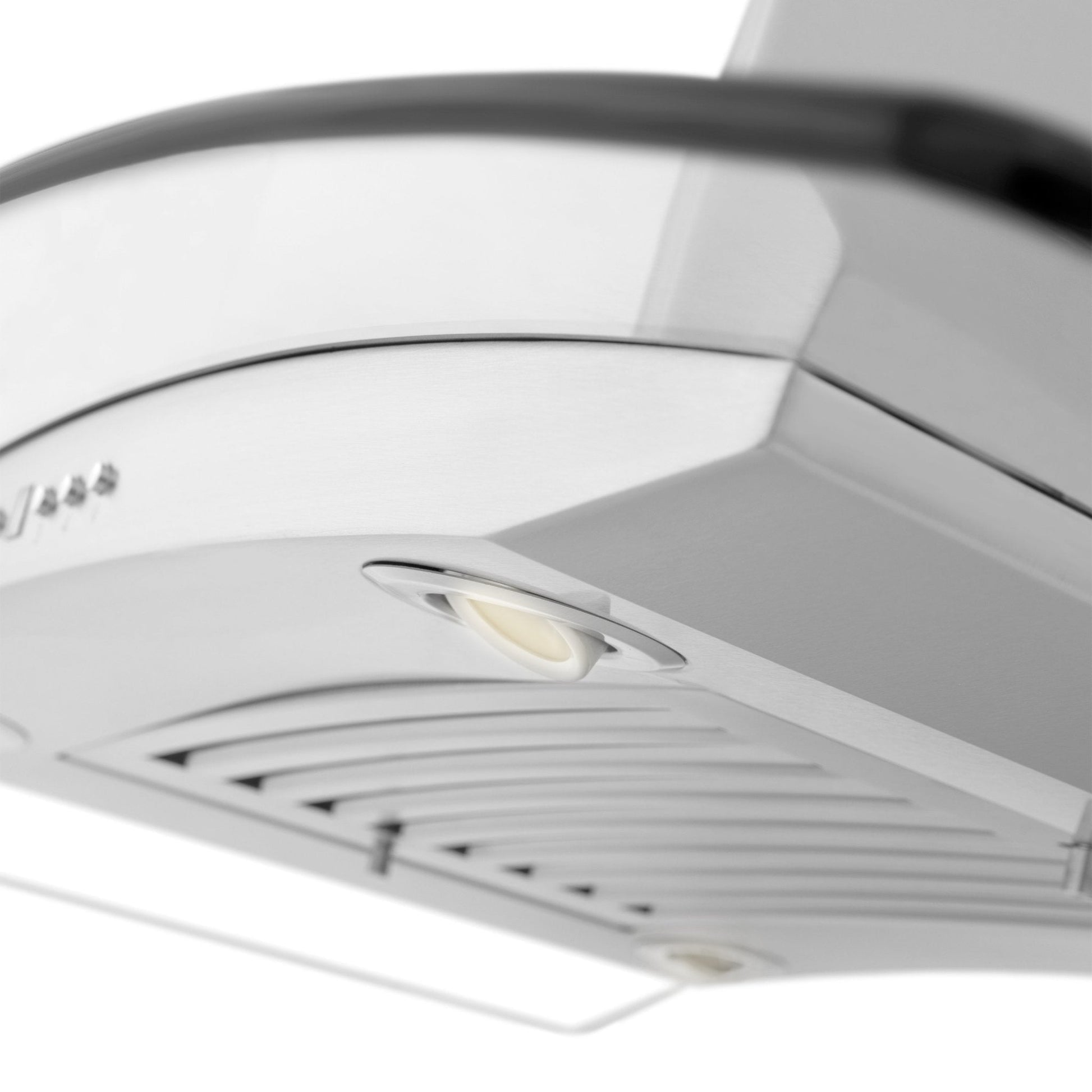 Directional LED lighting on ZLINE Convertible Vent Island Mount Range Hood in Stainless Steel and Glass (GL14i)