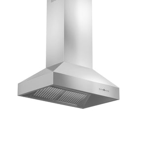 ZLINE Outdoor Approved Island Mount Range Hood in Stainless Steel (697i-304) side under.