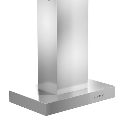 ZLINE Ducted Outdoor Island Mount Range Hood in Stainless Steel (KECOMi-304) side.