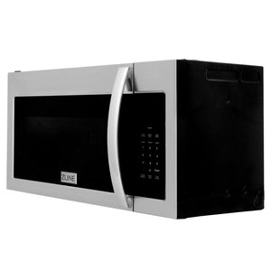 ZLINE Stainless Steel Over the Range Convection Microwave Oven with Modern Handle (MWO-OTR-30) side, closed.