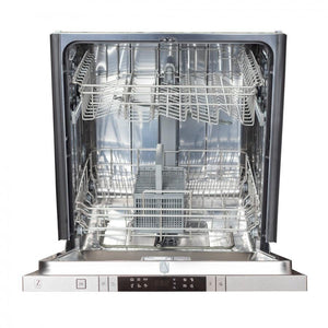 ZLINE 24 in. Top Control Dishwasher with Copper Panel and Modern Style Handle, 52dBa (DW-C-24) front, open and empty.