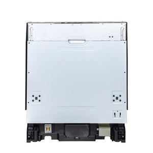 ZLINE 24 in. Top Control Dishwasher with Matte White Panel and Traditional Style Handle, 52dBa (DW-WM-24) front, closed.