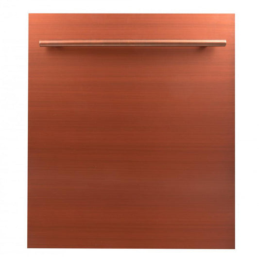 ZLINE 24 in. Top Control Dishwasher with Copper Panel and Modern Style Handle, 52dBa (DW-C-24) front, closed.