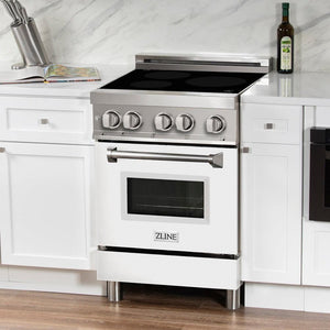 ZLINE 24 In. 2.8 cu. ft. Induction Range with a 3 Element Stove and Electric Oven in Stainless Steel with White Matte Door (RAIND-WM-24)-Ranges-RAIND-WM-24 ZLINE Kitchen and Bath