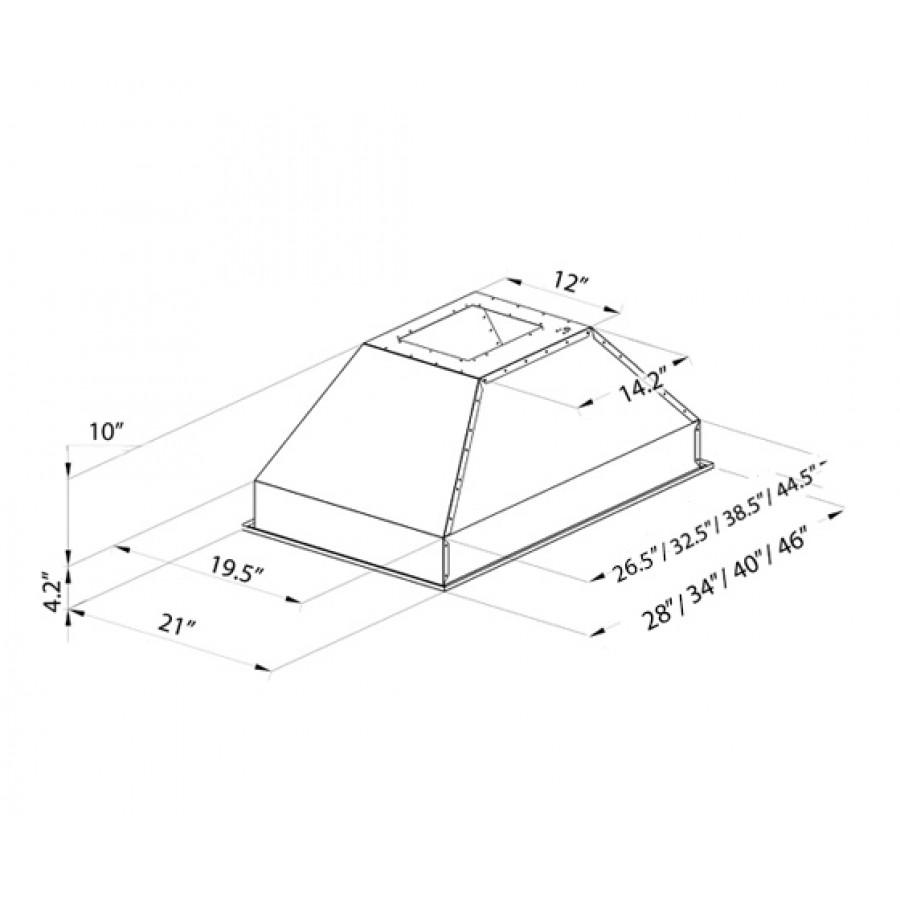 721i-28, 721i-34, 721i-40, and 721i-46 size dimensional measurements.