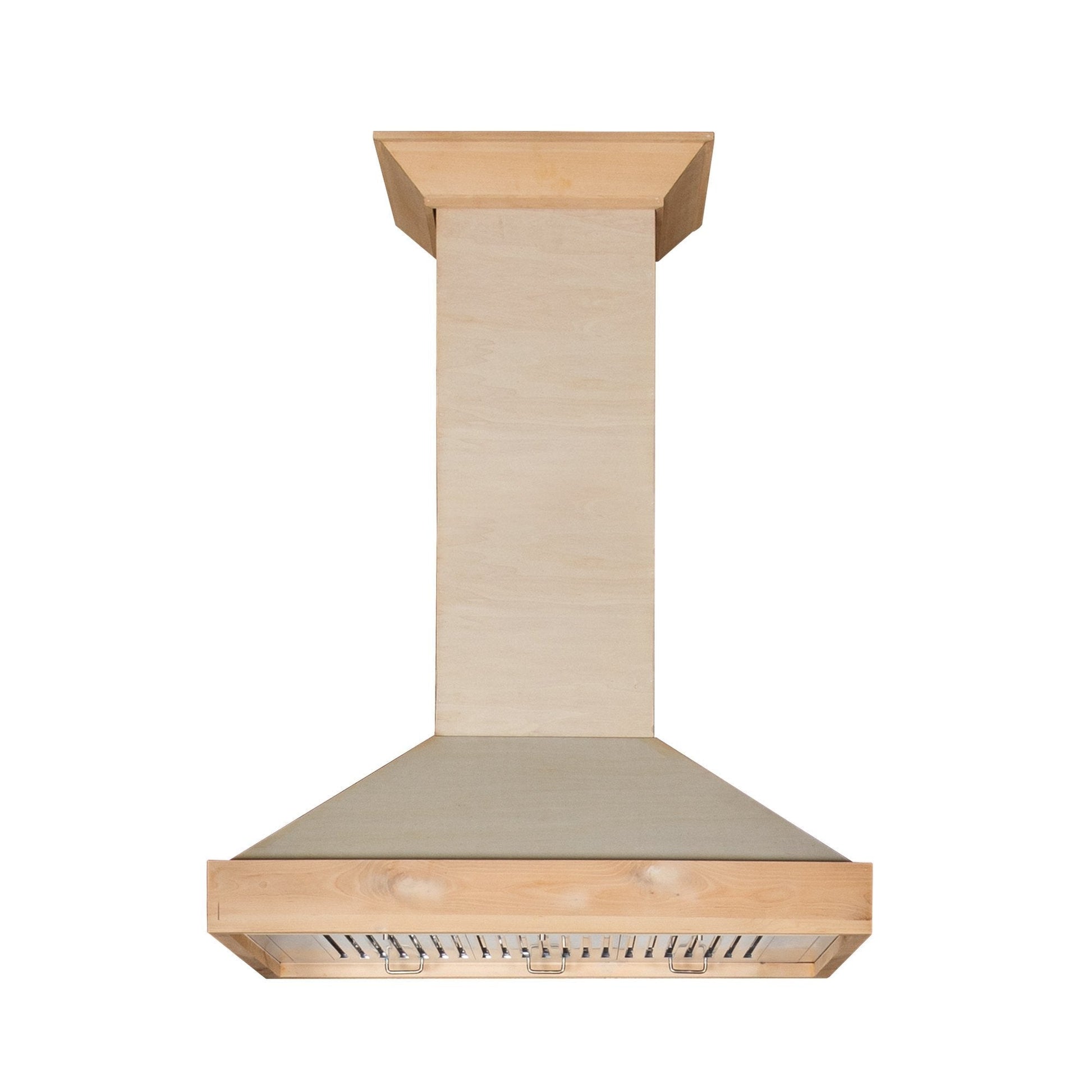 ZLINE Ducted Unfinished Wooden Wall Mount Range Hood (KBUF) Front View