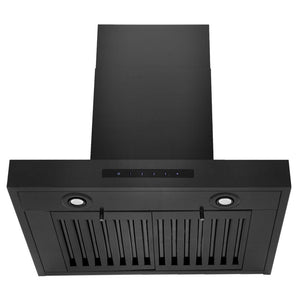 ZLINE Convertible Vent Wall Mount Range Hood in Black Stainless Steel (BSKEN) front, under.