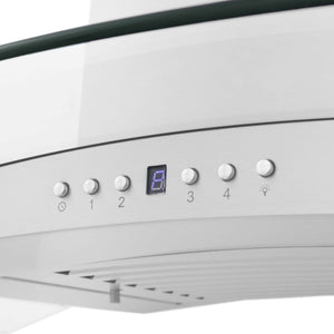 ZLINE Convertible Vent Wall Mount Range Hood in Stainless Steel & Glass (KN4) Button and Display Panel