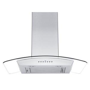 ZLINE Convertible Vent Wall Mount Range Hood in Stainless Steel & Glass (KZ) front under.