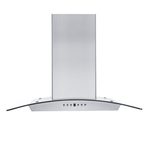 ZLINE Convertible Vent Wall Mount Range Hood in Stainless Steel & Glass with Crown Molding (KZCRN) front.