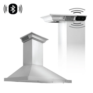 ZLINE CrownSound Ducted Vent Wall Mount Range Hood in Stainless Steel with Built-in Bluetooth Speakers (KBCRN-BT)