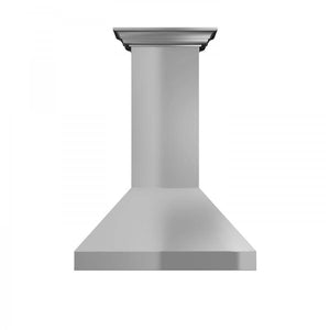 ZLINE Professional Convertible Vent Wall Mount Range Hood in Stainless Steel with Crown Molding (597CRN) front.