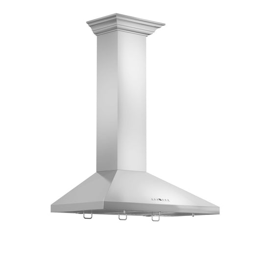 ZLINE Convertible Vent Wall Mount Range Hood in Stainless Steel with Crown Molding (KL2CRN) side.