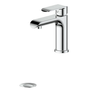 ZLINE Washoe Single Handle Bath Faucet in Chrome (WSH-BF-CH) with matching drain.