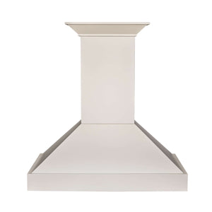 ZLINE Ducted Wooden Wall Mount Range Hood in Cottage White (KBTT) front.