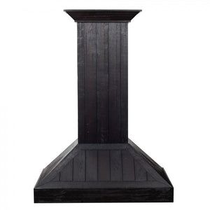 ZLINE Wooden Wall Mount Range Hood In Rustic Dark Finish (KPDD) front.