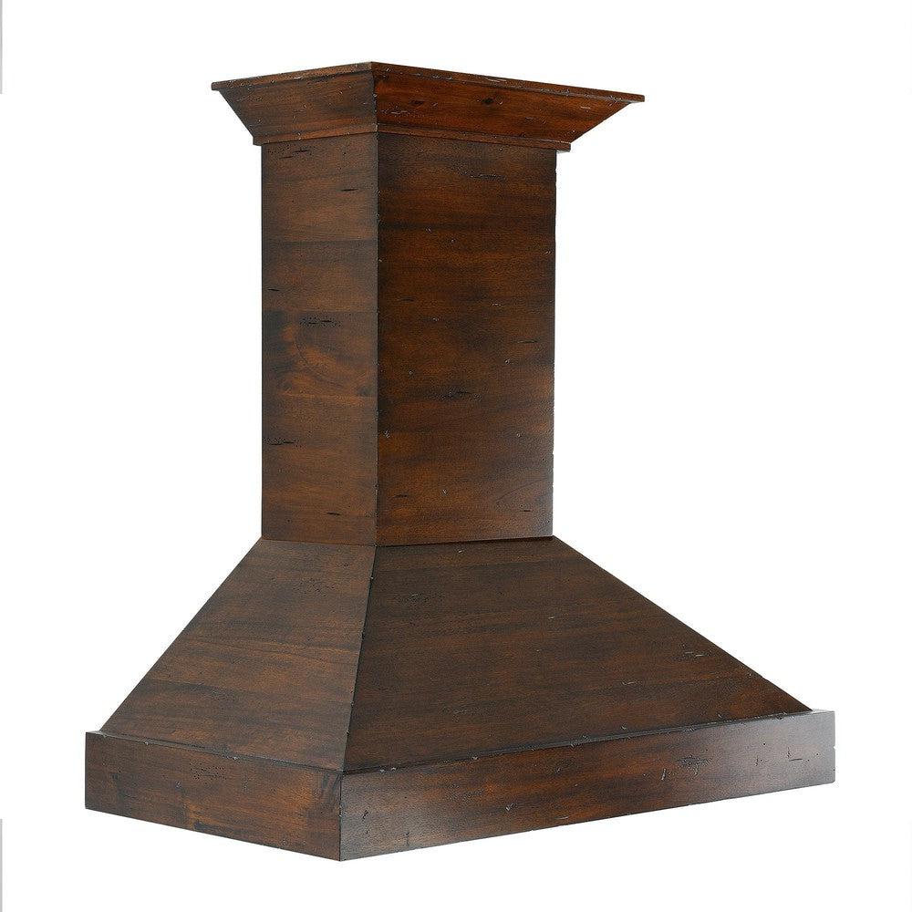 ZLINE Convertible Vent Wooden Wall Mount Range Hood in Walnut (KBRR) side, above