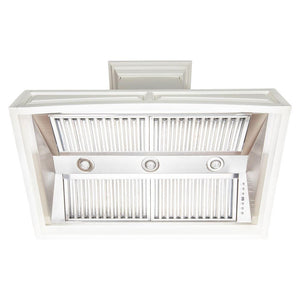 ZLINE Wooden Wall Mount Range Hood in White (321TT) under.